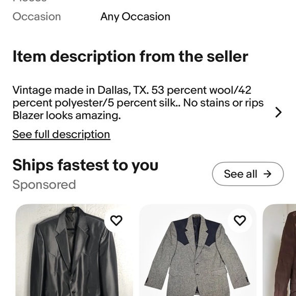 Vintage Circle M Gray Textured Sport Coat with Notched Lapels 40R - Picture 6 of 6